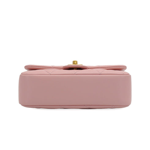 CHANEL MINI MATELASSE CHARM CHAIN SHOULDER BAG PINK LAMB SKIN GOLD HARDWARE 90335891