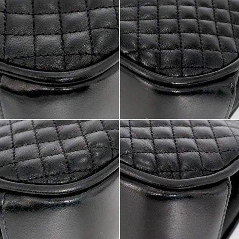 VINTAGE CHANEL MATELASSE HAND BAG BLACK LEATHER SILVER HARDWARE 90344390