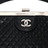 VINTAGE CHANEL MATELASSE HAND BAG BLACK LEATHER SILVER HARDWARE 90344390
