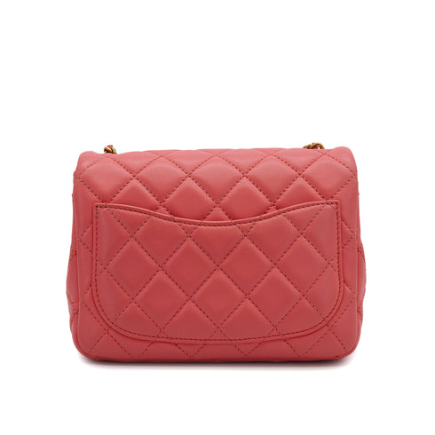 CHANEL MINI MATELASSE COCO BALL CHAIN SHOULDER BAG PINK LAMB SKIN GOLD HARDWARE 90331665