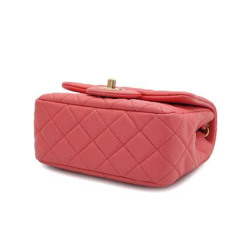 CHANEL MINI MATELASSE COCO BALL CHAIN SHOULDER BAG PINK LAMB SKIN GOLD HARDWARE 90331665