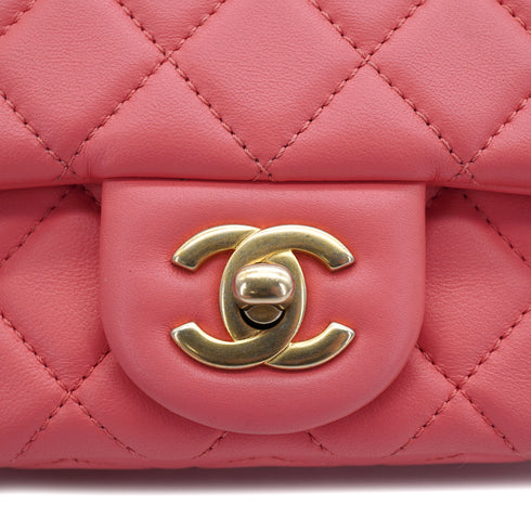 CHANEL MINI MATELASSE COCO BALL CHAIN SHOULDER BAG PINK LAMB SKIN GOLD HARDWARE 90331665