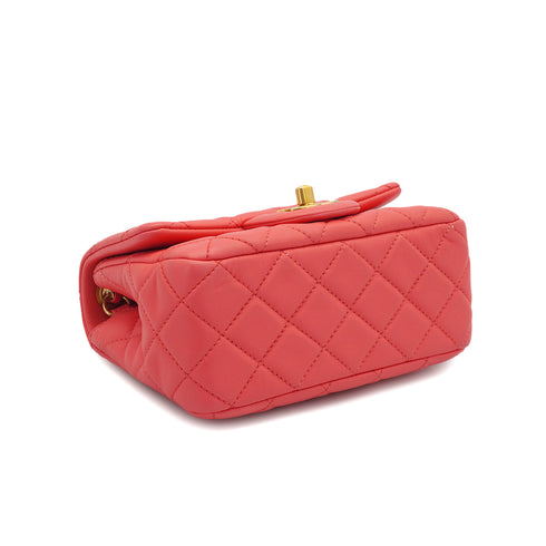 CHANEL MINI MATELASSE COCO BALL CHAIN SHOULDER BAG PINK LAMB SKIN GOLD HARDWARE 90332574