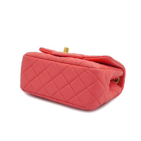 CHANEL MINI MATELASSE COCO BALL CHAIN SHOULDER BAG PINK LAMB SKIN GOLD HARDWARE 90332574