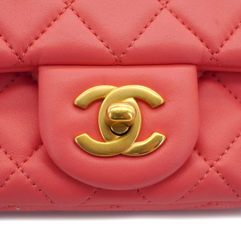 CHANEL MINI MATELASSE COCO BALL CHAIN SHOULDER BAG PINK LAMB SKIN GOLD HARDWARE 90332574