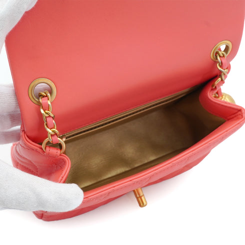 CHANEL MINI MATELASSE COCO BALL CHAIN SHOULDER BAG PINK LAMB SKIN GOLD HARDWARE 90332574