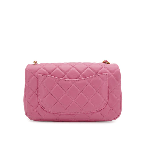CHANEL MINI MATELASSE COCO BALL CHAIN SHOULDER BAG PINK LAMB SKIN GOLD HARDWARE 90335607