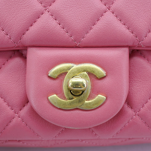 CHANEL MINI MATELASSE COCO BALL CHAIN SHOULDER BAG PINK LAMB SKIN GOLD HARDWARE 90335607