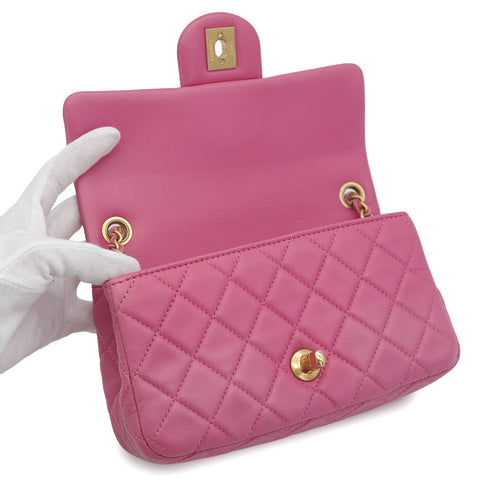 CHANEL MINI MATELASSE COCO BALL CHAIN SHOULDER BAG PINK LAMB SKIN GOLD HARDWARE 90335607