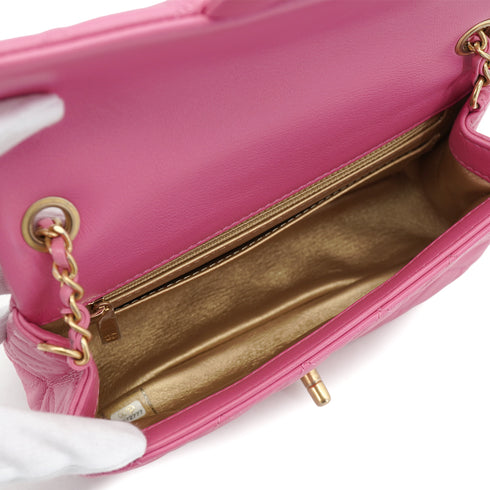 CHANEL MINI MATELASSE COCO BALL CHAIN SHOULDER BAG PINK LAMB SKIN GOLD HARDWARE 90335607
