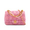 CHANEL MINI MATELASSE FAUX PEARL CHAIN SHOULDER BAG PINK TWEED GOLD HARDWARE 90339652