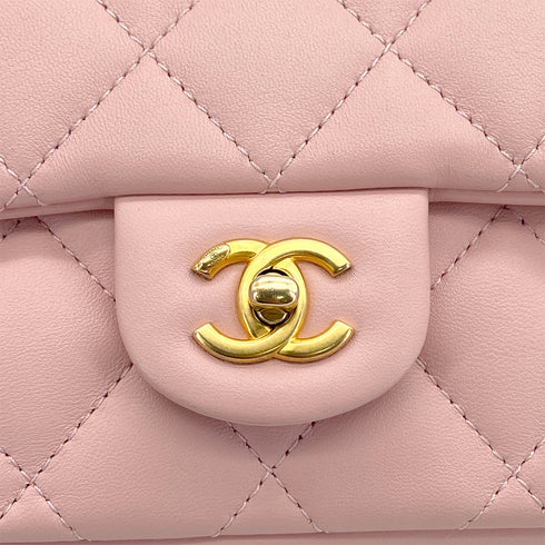 CHANEL MINI MATELASSE HEART CHARM CHAIN SHOULDER BAG PINK LAMB SKIN GOLD HARDWARE 90327292