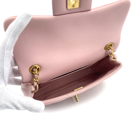 CHANEL MINI MATELASSE HEART CHARM CHAIN SHOULDER BAG PINK LAMB SKIN GOLD HARDWARE 90327292