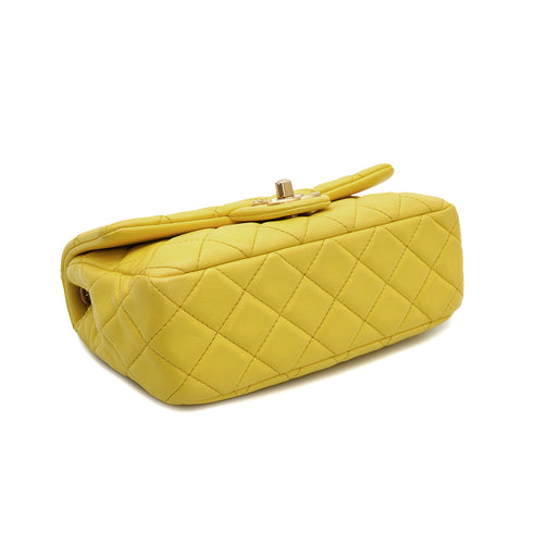 CHANEL MINI MATELASSE JEWELRY CHAIN SHOULDER BAG YELLOW LAMB SKIN GOLD HARDWARE 90332579