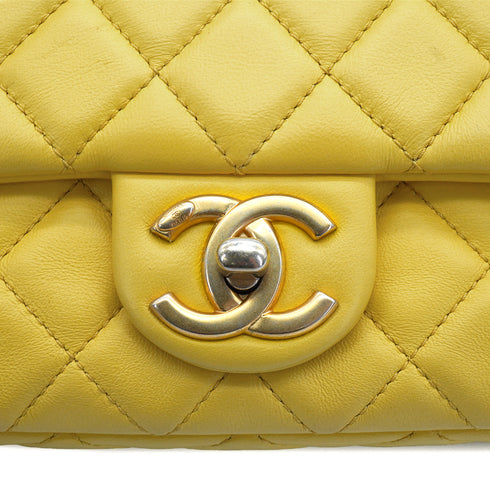 CHANEL MINI MATELASSE JEWELRY CHAIN SHOULDER BAG YELLOW LAMB SKIN GOLD HARDWARE 90332579