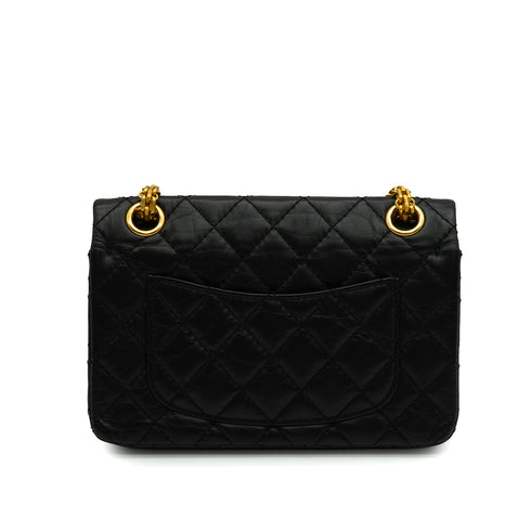 CHANEL MINI MATERASSE 2.55 LUCKY CHARM CHAIN SHOULDER BAG BLACK LEATHER GOLD HARDWARE 90344450
