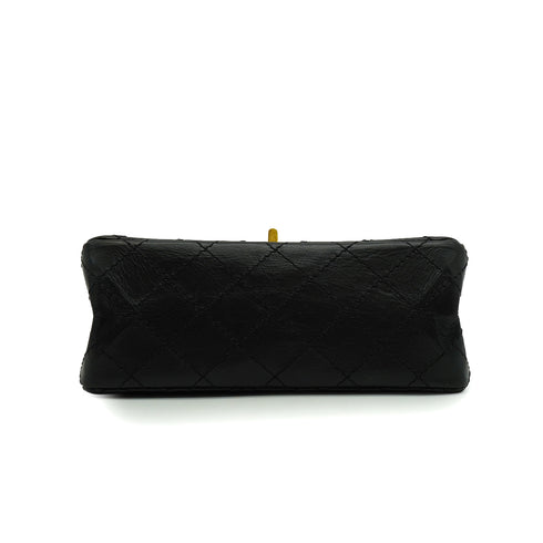 CHANEL MINI MATERASSE 2.55 LUCKY CHARM CHAIN SHOULDER BAG BLACK LEATHER GOLD HARDWARE 90344450
