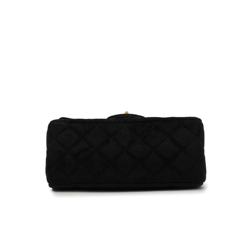 CHANEL MINI MATERASSE 2.55 CHAIN SHOULDER BAG BLACK VELVET GOLD HARDWARE 90348252