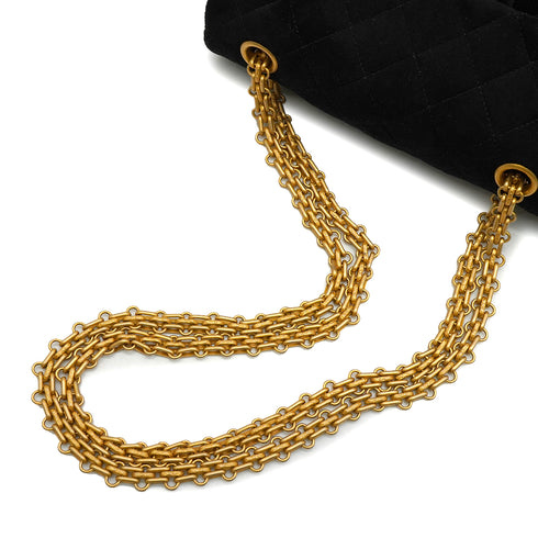 CHANEL MINI MATERASSE 2.55 CHAIN SHOULDER BAG BLACK VELVET GOLD HARDWARE 90348252