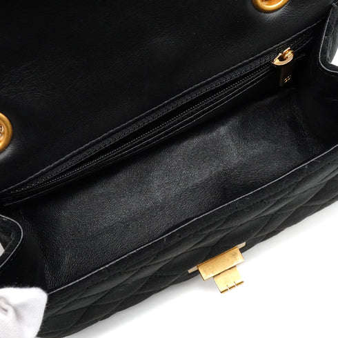 CHANEL MINI MATERASSE 2.55 CHAIN SHOULDER BAG BLACK VELVET GOLD HARDWARE 90348252