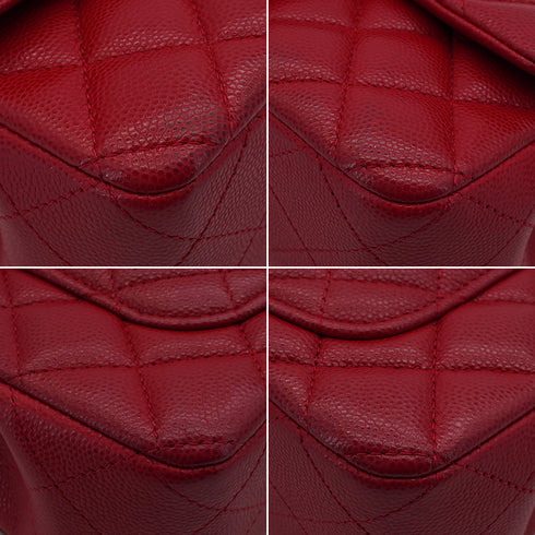 CHANEL MINI MATERASSE CHAIN SHOULDER BAG RED CAVIAR SKIN SILVER HARDWARE 90341900