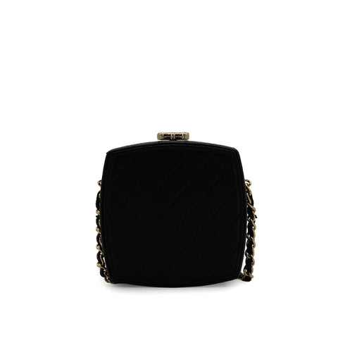 CHANEL MINI MINAUDIERE MIRROR COCOMARK CLUTCH CHAIN BLACK GOLD HARDWARE 90337661