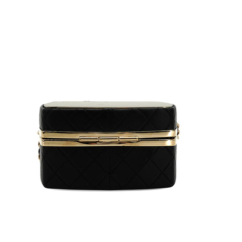 CHANEL MINI MINAUDIERE MIRROR COCOMARK CLUTCH CHAIN BLACK GOLD HARDWARE 90337661