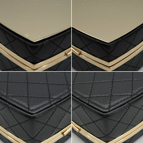 CHANEL MINI MINAUDIERE MIRROR COCOMARK CLUTCH CHAIN BLACK GOLD HARDWARE 90337661