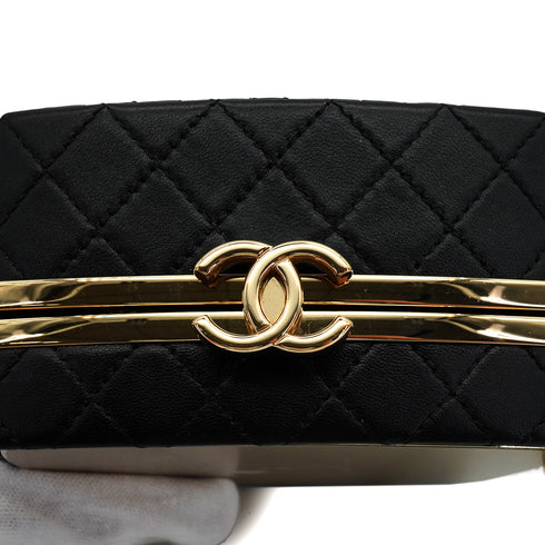 CHANEL MINI MINAUDIERE MIRROR COCOMARK CLUTCH CHAIN BLACK GOLD HARDWARE 90337661