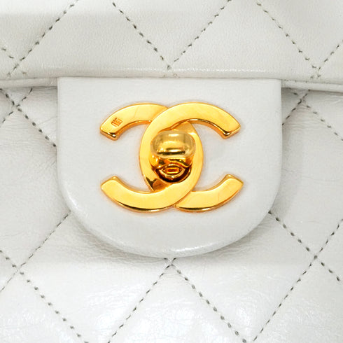 CHANEL MINI SQUARE 17 BIJOU CHAIN SHOULDER BAG WHITE LAMB SKIN GOLD HARDWARE 90348543