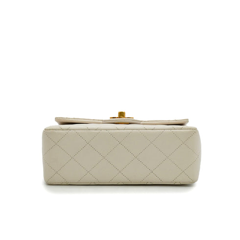 CHANEL MINI SQUARE 17 BIJOU CHAIN SHOULDER BAG WHITE LAMB SKIN GOLD HARDWARE 90348543