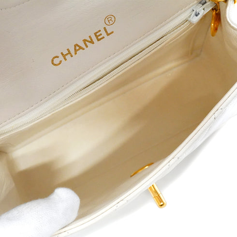 CHANEL MINI SQUARE 17 BIJOU CHAIN SHOULDER BAG WHITE LAMB SKIN GOLD HARDWARE 90348543