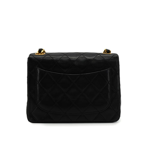 VINTAGE CHANEL MINI SQUARE 17 CHAIN SHOULDER BAG BLACK LAMB SKIN GOLD HARDWARE 90341862