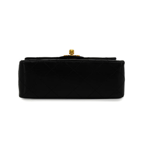 VINTAGE CHANEL MINI SQUARE 17 CHAIN SHOULDER BAG BLACK LAMB SKIN GOLD HARDWARE 90341862