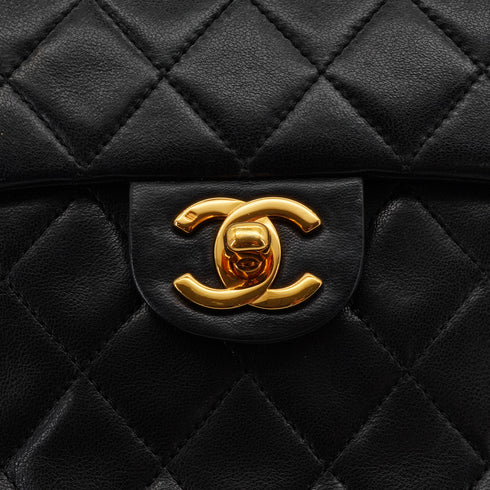 VINTAGE CHANEL MINI SQUARE 17 CHAIN SHOULDER BAG BLACK LAMB SKIN GOLD HARDWARE 90341862