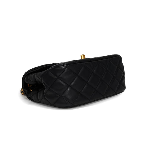 CHANEL MINI SQUARE 17 CHAIN SHOULDER BAG BLACK LAMB SKIN GOLD HARDWARE 90341904