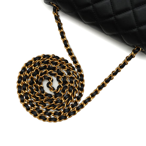 CHANEL MINI SQUARE 17 CHAIN SHOULDER BAG BLACK LAMB SKIN GOLD HARDWARE 90341904