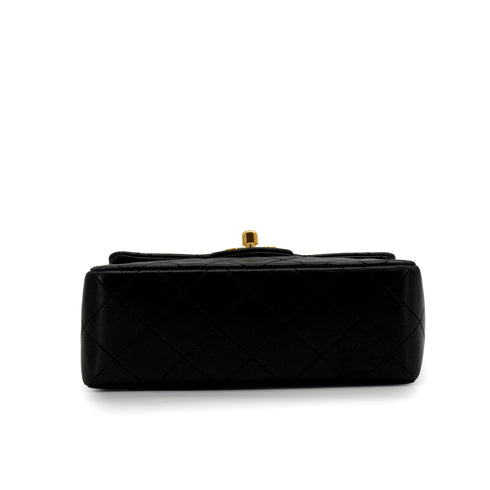 VINTAGE CHANEL MINI SQUARE 17 CHAIN SHOULDER BAG BLACK LAMB SKIN GOLD HARDWARE 90346665