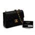 VINTAGE CHANEL MINI SQUARE 17 CHAIN SHOULDER BAG BLACK LAMB SKIN GOLD HARDWARE 90346665