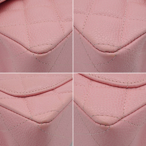 VINTAGE CHANEL MINI SQUARE 17 CHAIN SHOULDER BAG PINK CAVIR SKIN GOLD HARDWARE 90340500