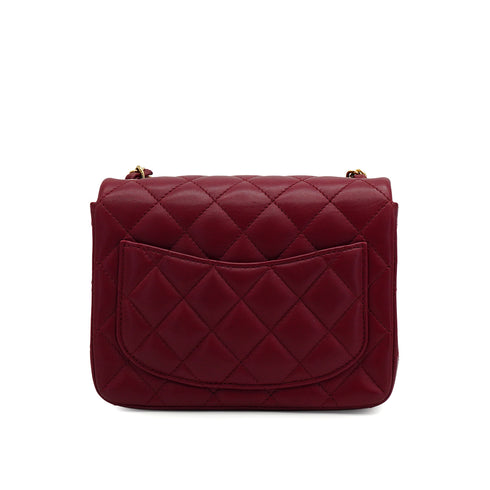 CHANEL MINI SQUARE 17 CHAIN SHOULDER BAG BORDEAUX LAMB SKIN GOLD HARDWARE 90343007