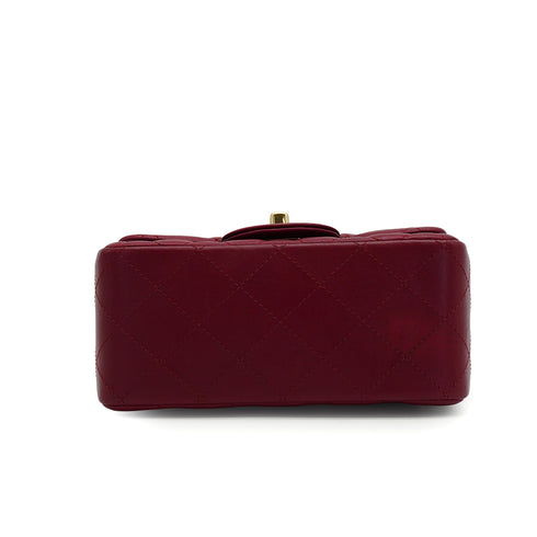 CHANEL MINI SQUARE 17 CHAIN SHOULDER BAG BORDEAUX LAMB SKIN GOLD HARDWARE 90343007