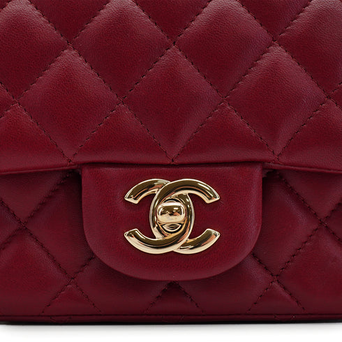 CHANEL MINI SQUARE 17 CHAIN SHOULDER BAG BORDEAUX LAMB SKIN GOLD HARDWARE 90343007