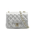 CHANEL MINI SQUARE 17 CHAIN SHOULDER BAG SILVER LAMB SKIN GOLD HARDWARE 90333739