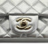 CHANEL MINI SQUARE 17 CHAIN SHOULDER BAG SILVER LAMB SKIN GOLD HARDWARE 90333739