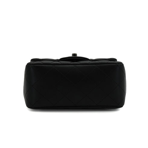 CHANEL MINI SQUARE 17 CHAIN SHUOLDER BAG BLACK LAMB SKIN SO BLACK HARDWARE 90344462