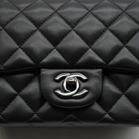 CHANEL MINI SQUARE 17 CHAIN SHUOLDER BAG BLACK LAMB SKIN SO BLACK HARDWARE 90344462