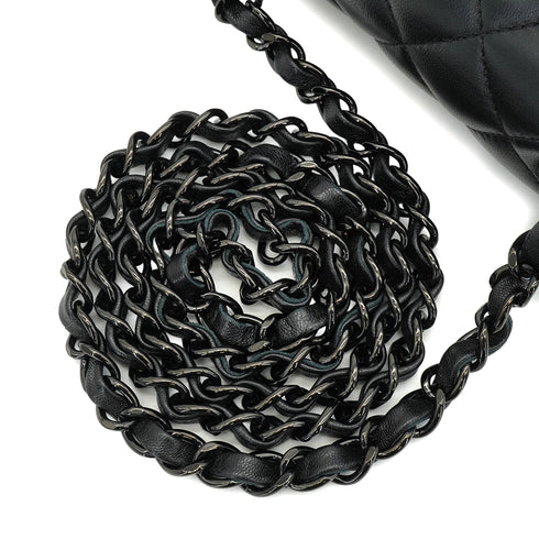CHANEL MINI SQUARE 17 CHAIN SHUOLDER BAG BLACK LAMB SKIN SO BLACK HARDWARE 90344462