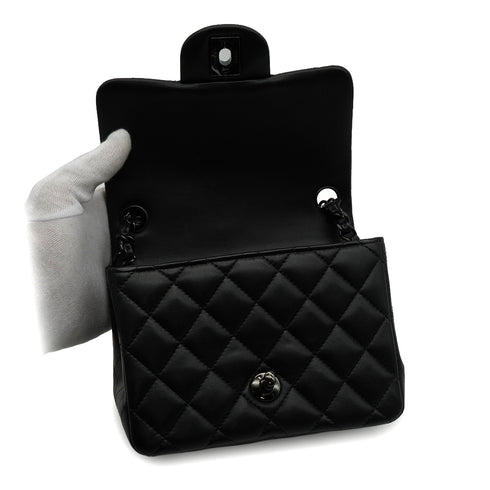 CHANEL MINI SQUARE 17 CHAIN SHUOLDER BAG BLACK LAMB SKIN SO BLACK HARDWARE 90344462