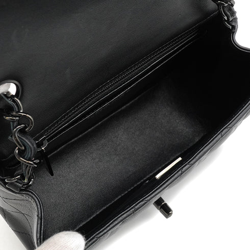 CHANEL MINI SQUARE 17 CHAIN SHUOLDER BAG BLACK LAMB SKIN SO BLACK HARDWARE 90344462